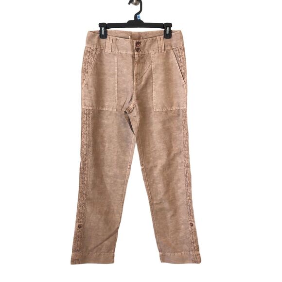 NWOT Sundance Organia Lace Pants Size 12 Linen Cotton Blnd Relaxed Fit Rose Dust - Picture 2 of 9